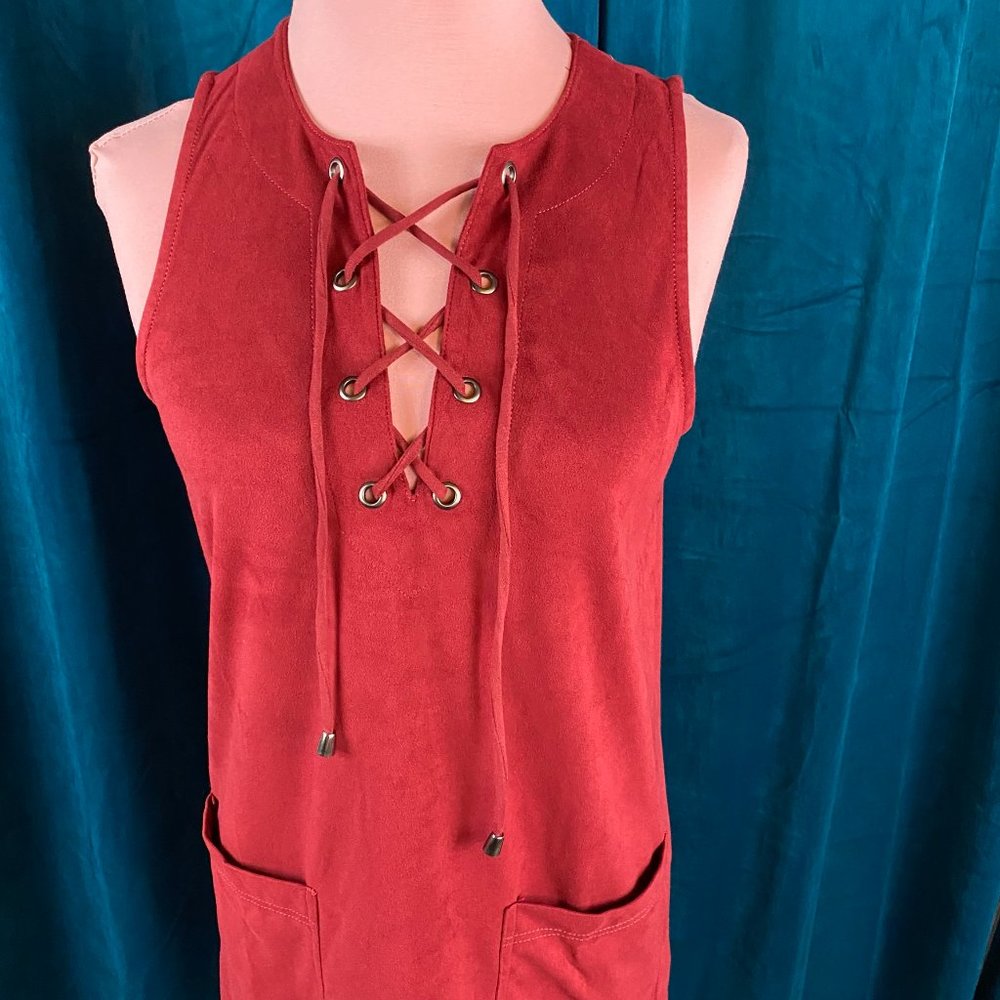 Forever 21 Faux Suede Lace Up Dress - Picture 5 of 10